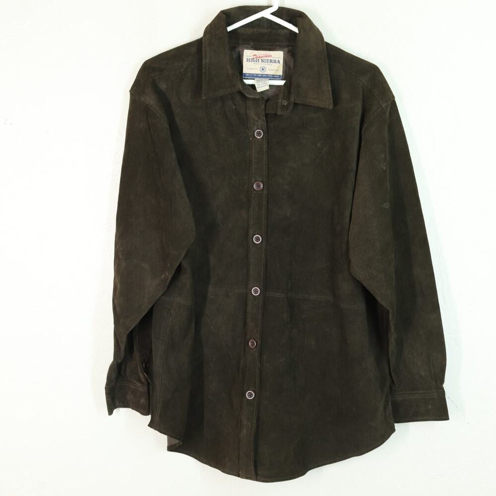 Vintage High Sierra Shirt Womens Brown Suede Long Sleeve Button Cuffs